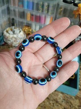 The Aegis Realm: Magnetite & Evil Eye Protection Bracelet